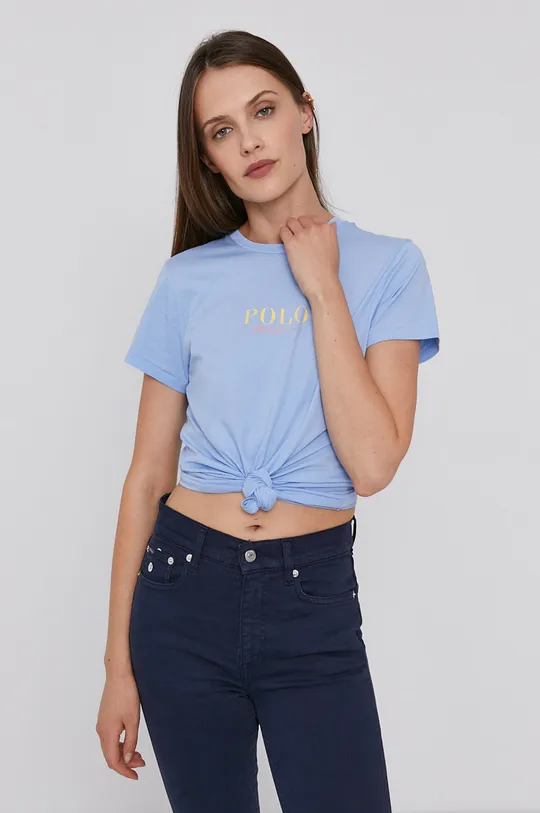 niebieski Polo Ralph Lauren T-shirt bawełniany 211847078005 Damski