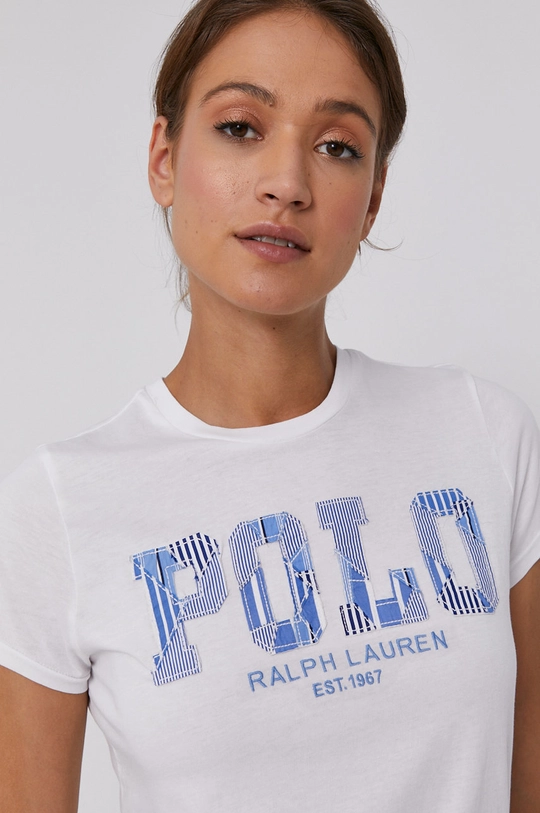 biały Polo Ralph Lauren T-shirt bawełniany 211843237001