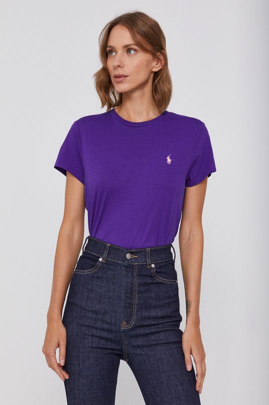 purpurowy Polo Ralph Lauren T-shirt bawełniany Damski