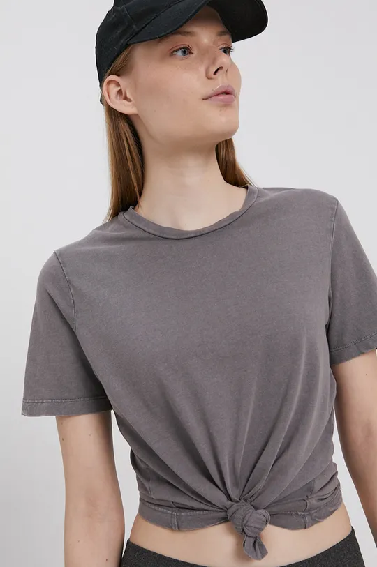 szary Jacqueline de Yong T-shirt bawełniany Damski