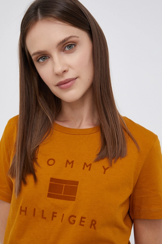 pomarańczowy Tommy Hilfiger T-shirt bawełniany