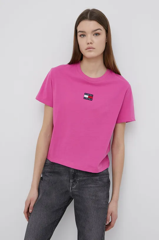 różowy Tommy Jeans T-shirt DW0DW10404.4890 Damski