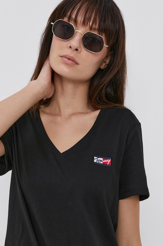 czarny Tommy Jeans T-shirt bawełniany DW0DW11349.4890