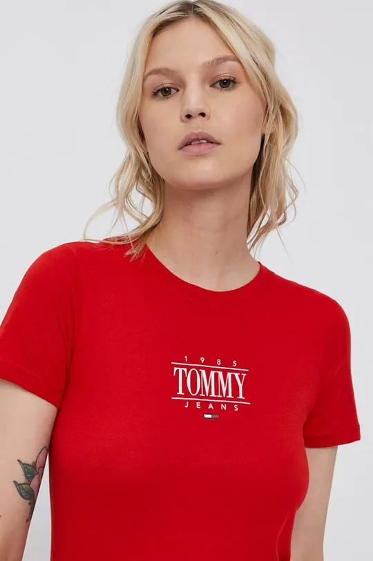 czerwony Tommy Jeans t-shirt DW0DW11239.4890 Damski