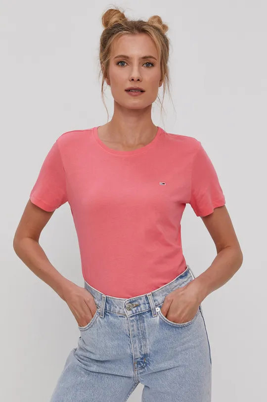 różowy Tommy Jeans - T-shirt DW0DW06901.4890
