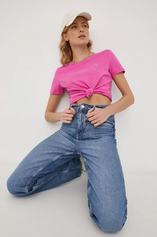 różowy Tommy Jeans - T-shirt DW0DW06901.4890 Damski