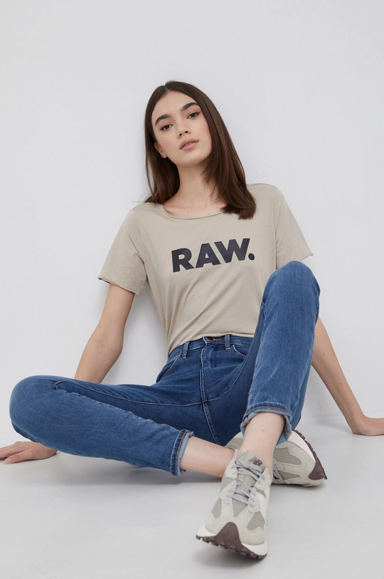 beżowy G-Star Raw T-shirt D19950.4107 Damski