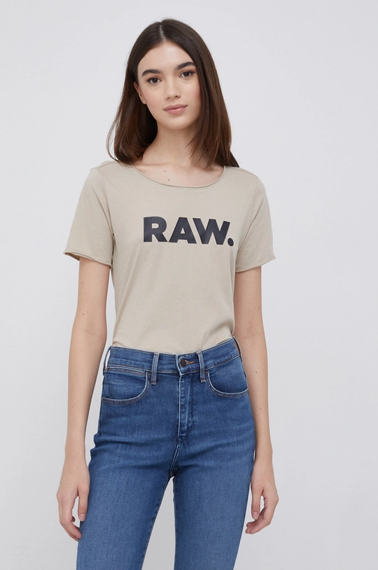 beżowy G-Star Raw T-shirt D19950.4107