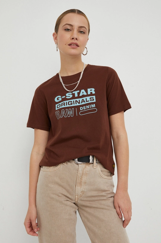 brązowy G-Star Raw t-shirt Damski