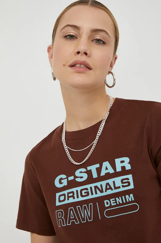 brązowy G-Star Raw t-shirt