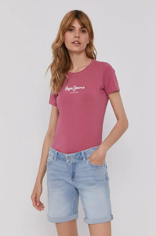 różowy Pepe Jeans T-shirt New Virginia Damski