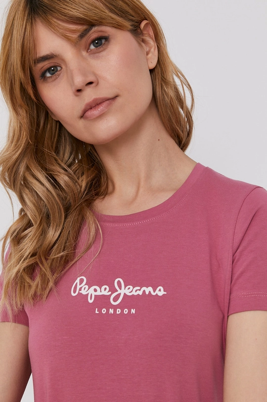 różowy Pepe Jeans T-shirt New Virginia