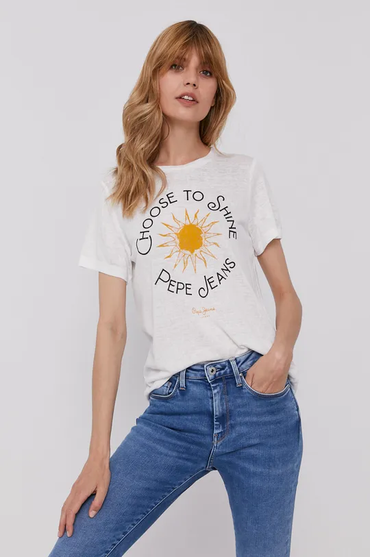 beżowy Pepe Jeans T-shirt Astrid Damski