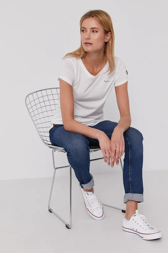 biały Pepe Jeans T-shirt Marjorie Damski