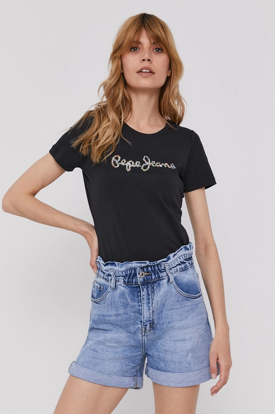 czarny Pepe Jeans T-shirt Dorita Damski