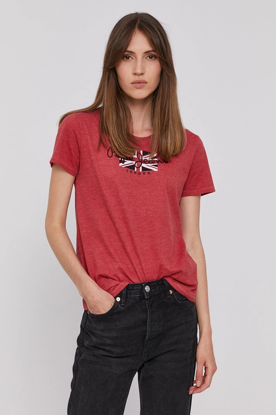 czerwony Pepe Jeans T-shirt ZAIDAS Damski