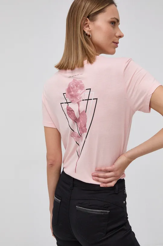 różowy Guess T-shirt Damski