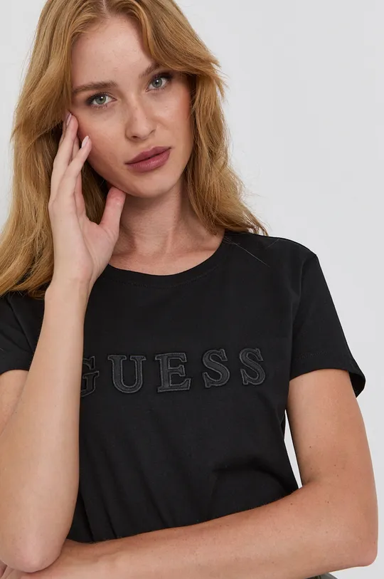czarny Guess T-shirt bawełniany Damski