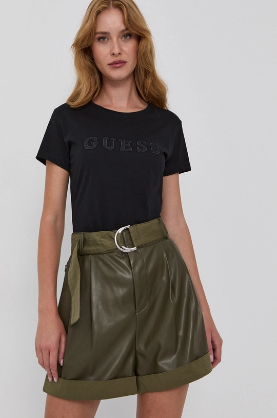 czarny Guess T-shirt bawełniany