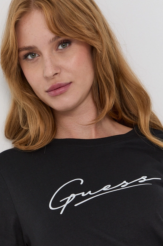 czarny Guess T-shirt bawełniany