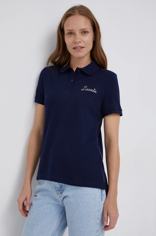 granatowy Lacoste T-shirt bawełniany PF7250 Damski