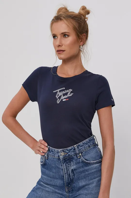 granatowy Tommy Jeans T-shirt DW0DW09558.4890 Damski