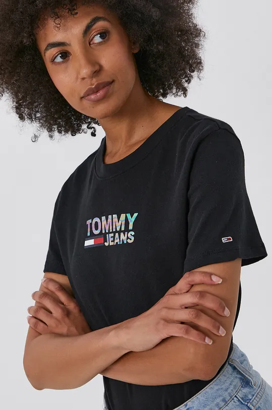 czarny Tommy Jeans T-shirt DW0DW09326.4890 Damski