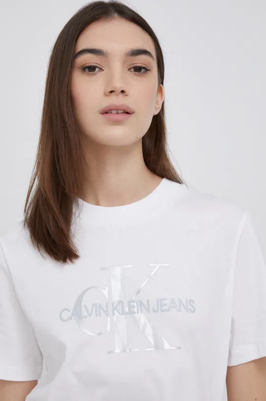 biały Calvin Klein Jeans T-shirt bawełniany J20J216808.4890
