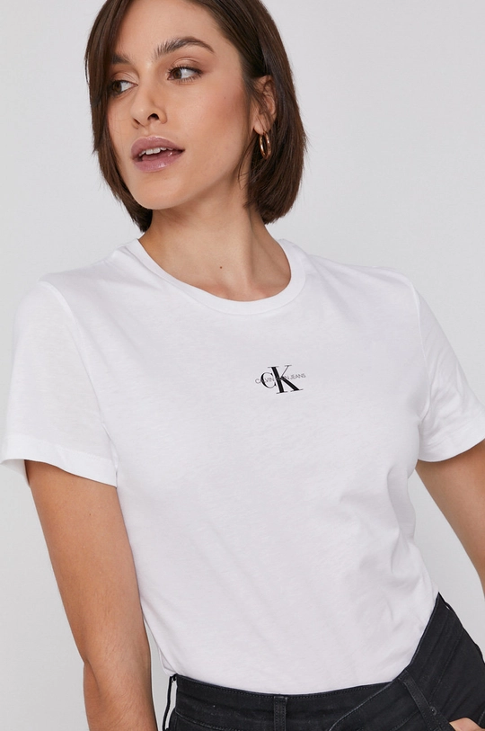 biały Calvin Klein Jeans T-shirt bawełniany J20J217314.4890 Damski