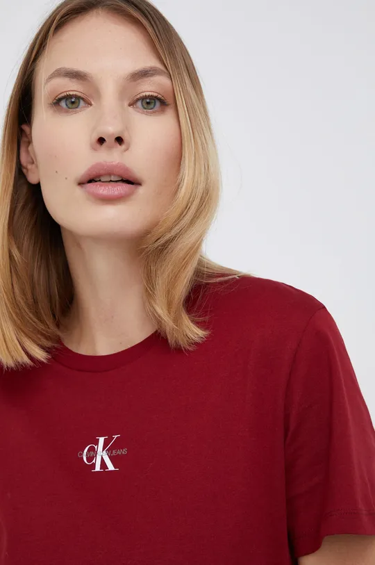 burgundské Calvin Klein Jeans - Bavlnené tričko