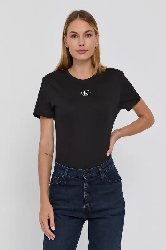fekete Calvin Klein Jeans pamut póló Női