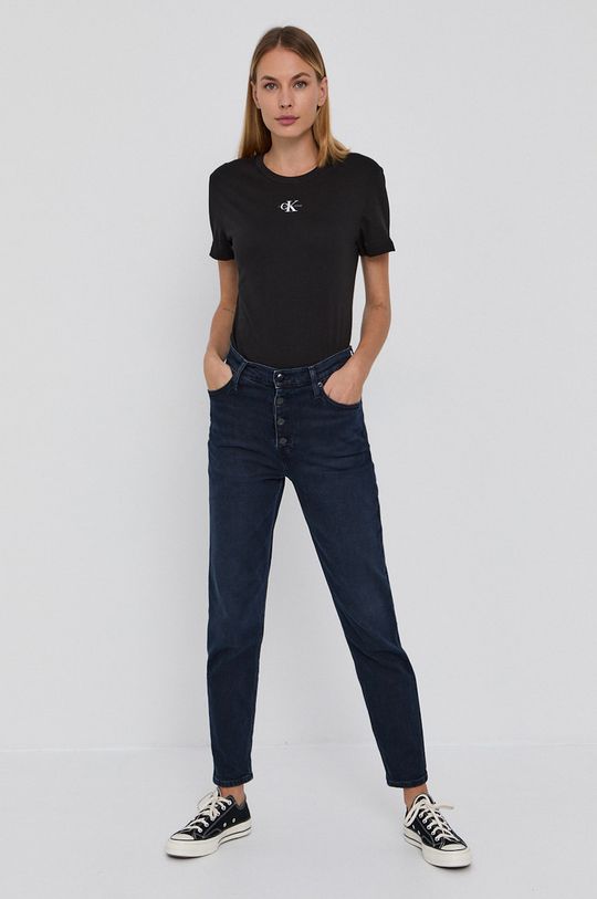 Calvin Klein Jeans T-shirt bawełniany czarny