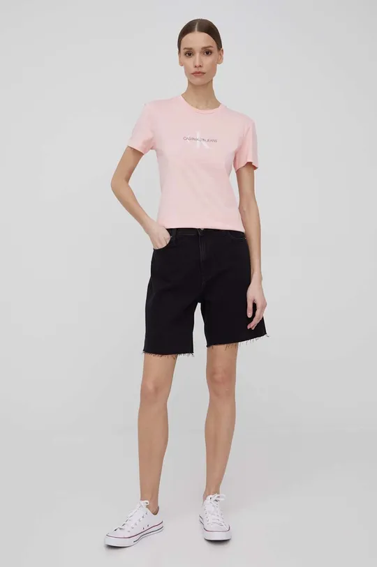 Pamučna majica Calvin Klein Jeans roza