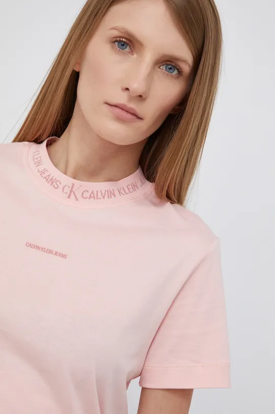 ružová Bavlnené tričko Calvin Klein Jeans