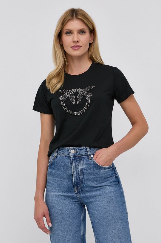 czarny Pinko T-shirt bawełniany Damski