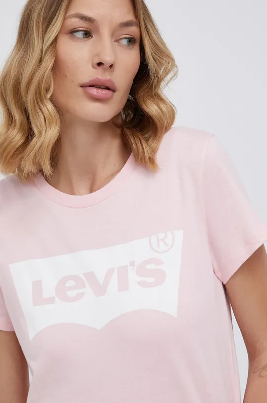 różowy Levi's T-shirt bawełniany Damski