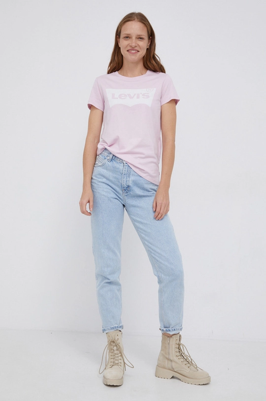 Levi's T-shirt bawełniany różowy