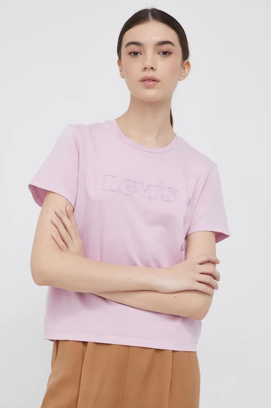 μωβ Βαμβακερό μπλουζάκι Levi's Γυναικεία