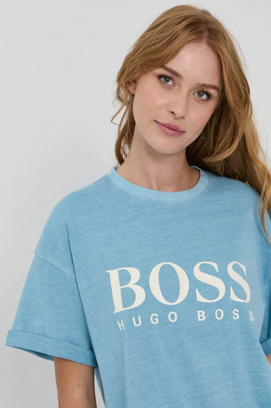 modrá Bavlnené tričko Boss