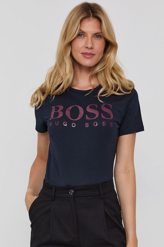 granatowy Boss T-shirt bawełniany Damski