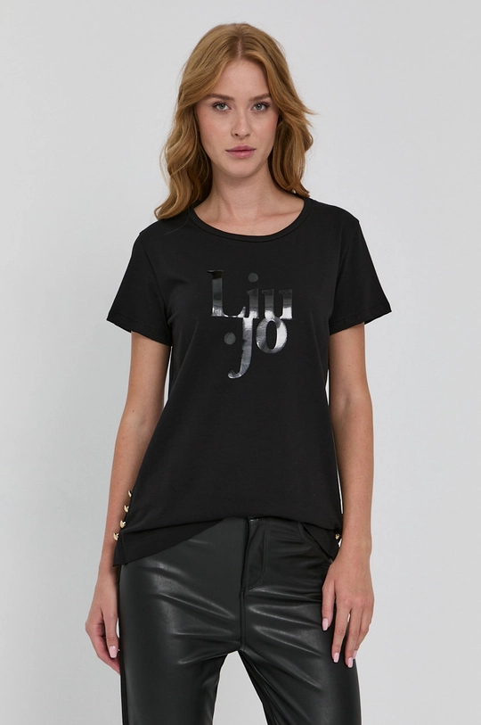 czarny Liu Jo T-shirt TF1249.J5972 Damski