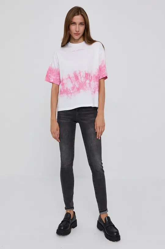 Karl Lagerfeld T-shirt bawełniany 215W1714 różowy