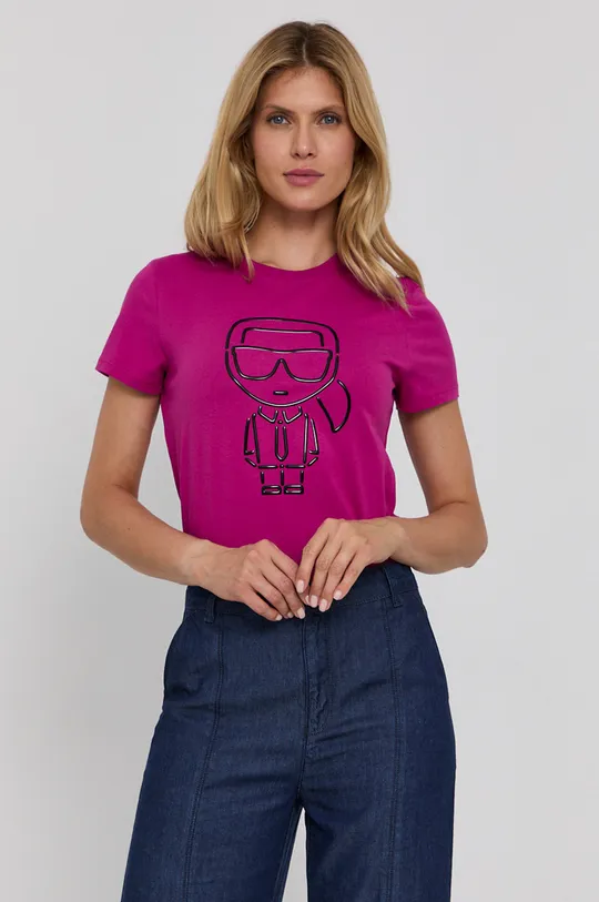 рожевий Бавовняна футболка Karl Lagerfeld
