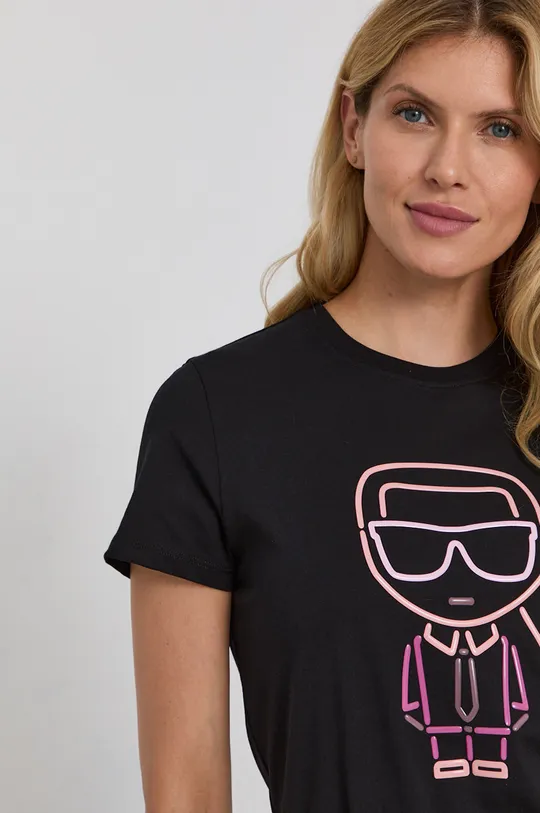 czarny Karl Lagerfeld T-shirt bawełniany 215W1710