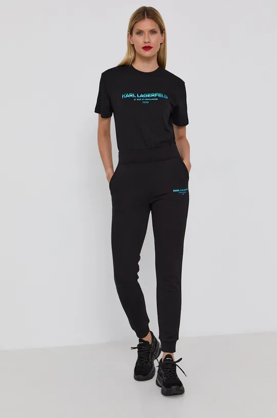 Karl Lagerfeld T-shirt bawełniany 215W1706 czarny