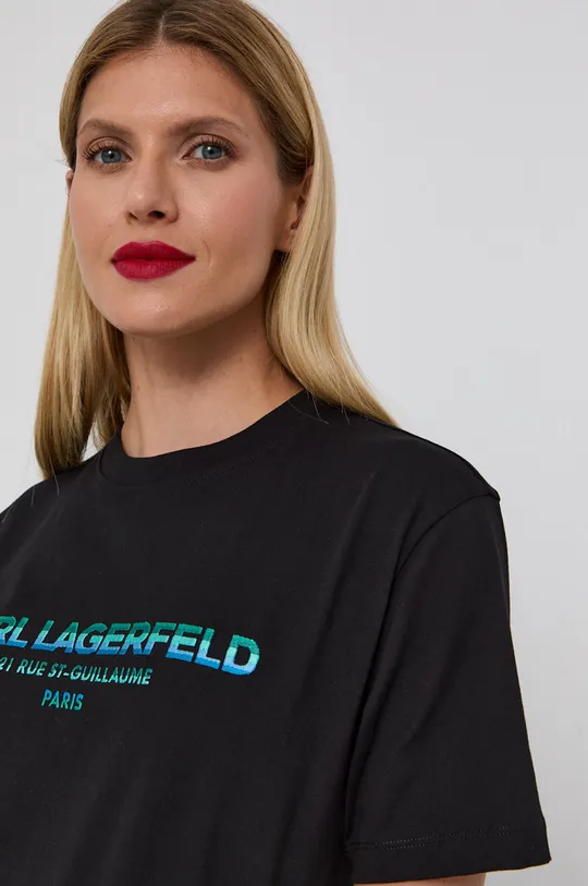 czarny Karl Lagerfeld T-shirt bawełniany 215W1706