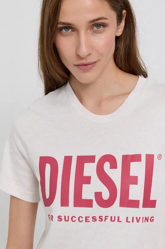 beżowy Diesel T-shirt bawełniany