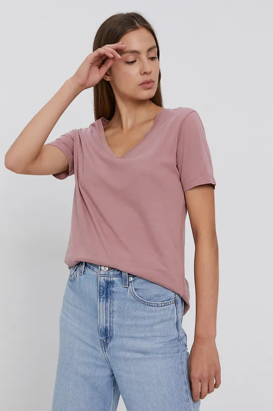 różowy Jacqueline de Yong - T-shirt bawełniany Damski