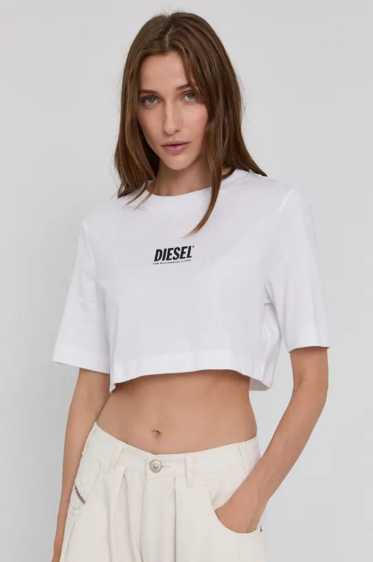 білий Бавовняна футболка Diesel Жіночий