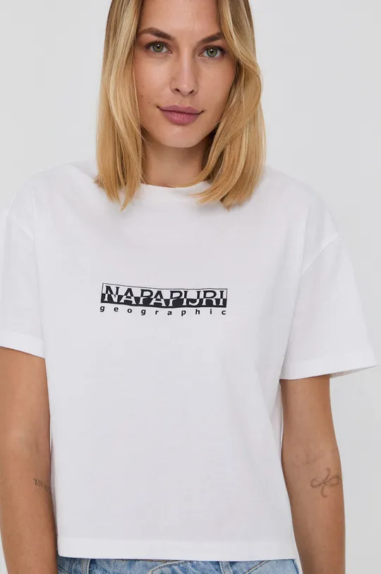 biały Napapijri T-shirt bawełniany Damski